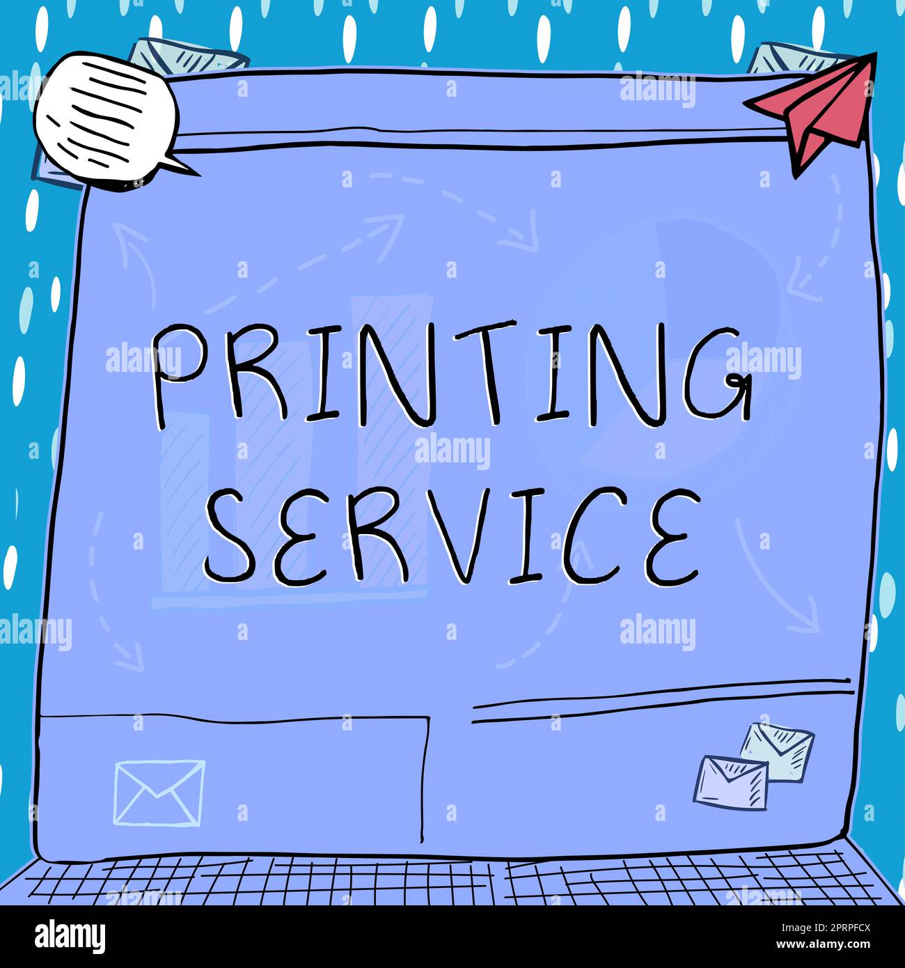 Writing displaying text Printing Service, Business approach conversion