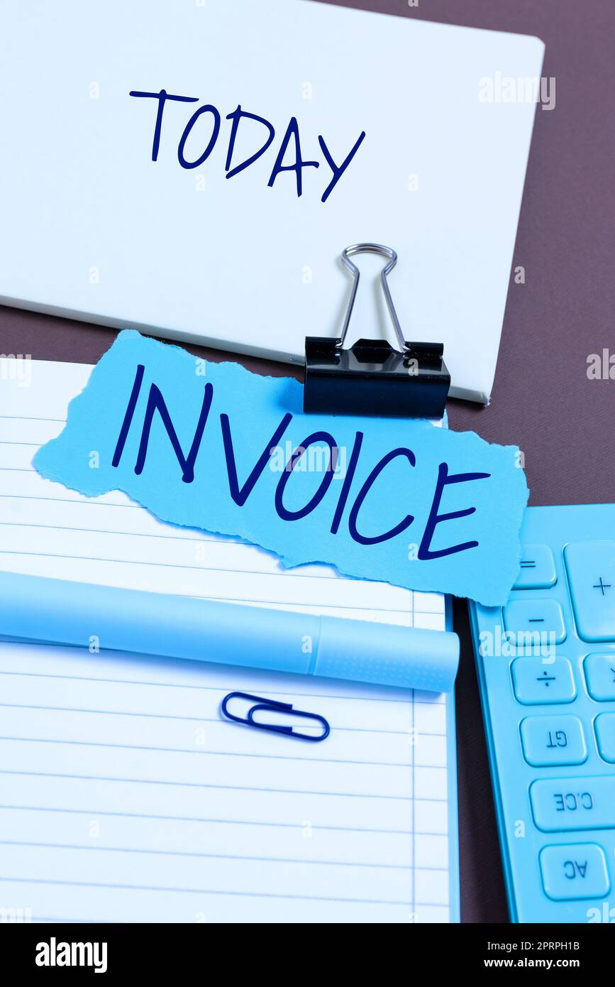 Hand writing sign Invoice, Conceptual photo commercial document that ...