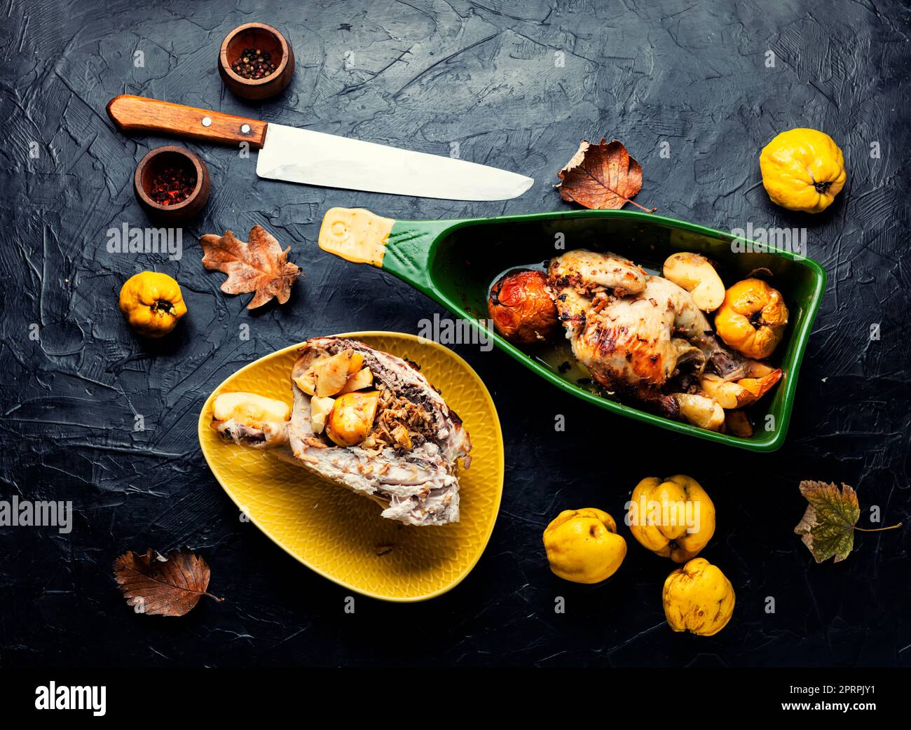 Delicious homemade chicken with quince Stock Photo Alamy