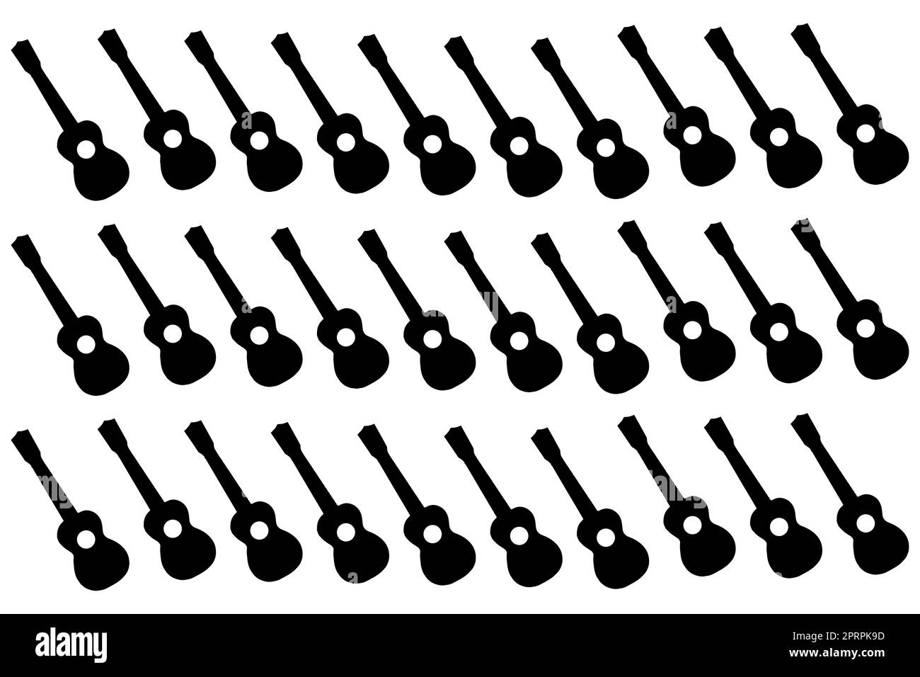 A Ukulele or uke stringed musical instruments in black silhouette over