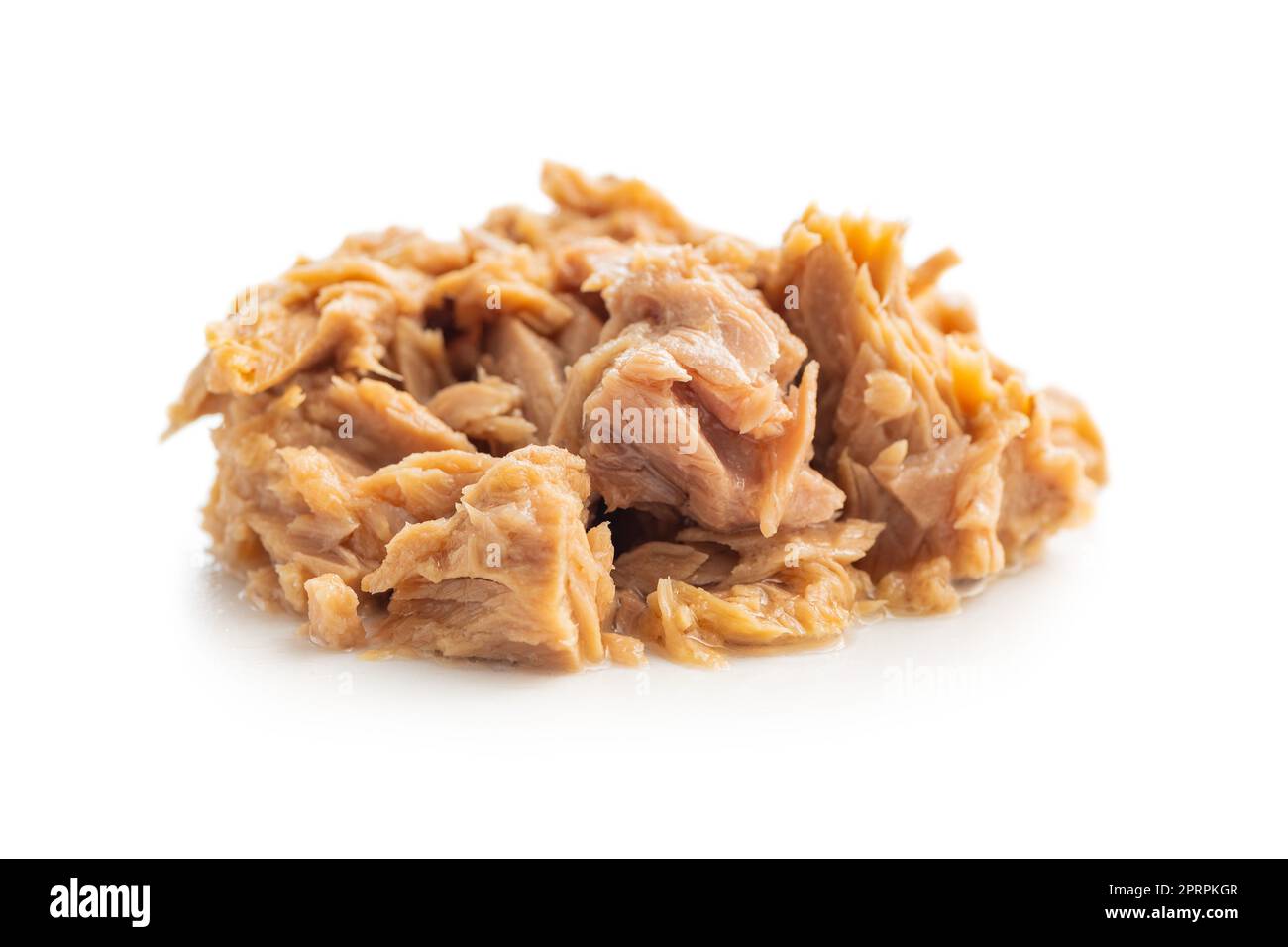 Canned tuna fish isolated on white background. Stock Photo