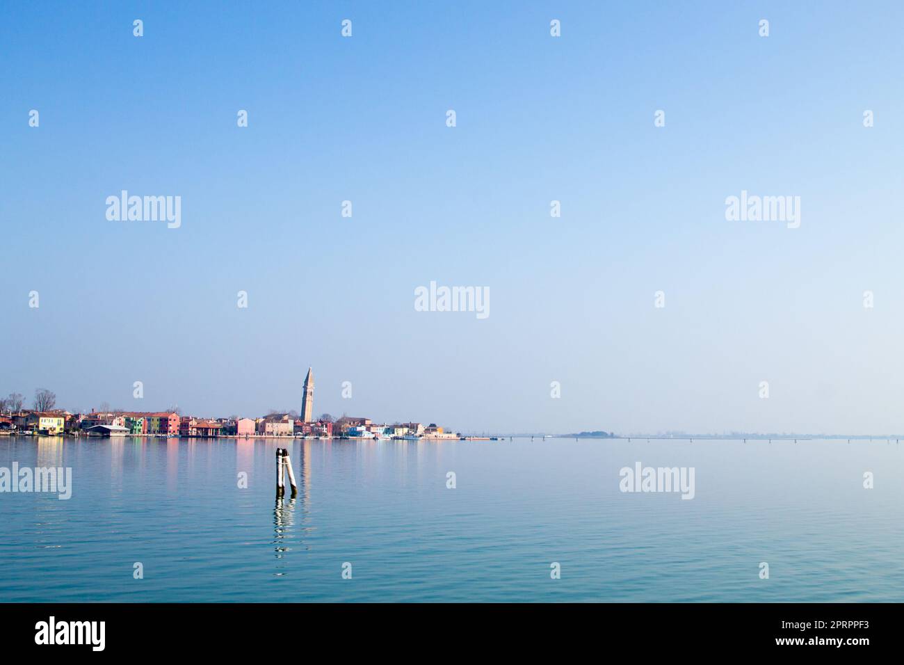 Burano view from the lagoon, Venice landmark Stock Photo