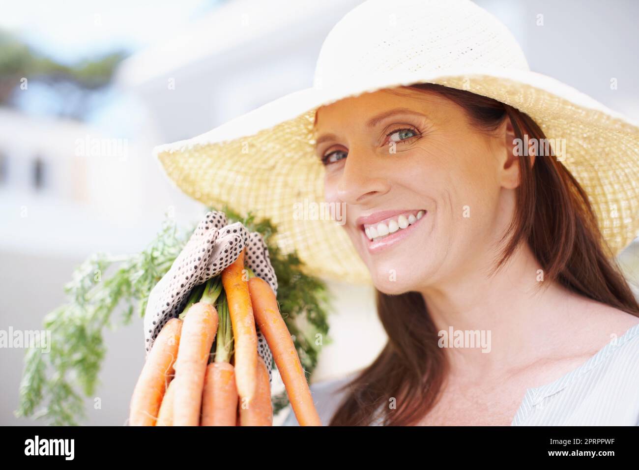 Carrots are a must for good health and eyesight. Portrait of a