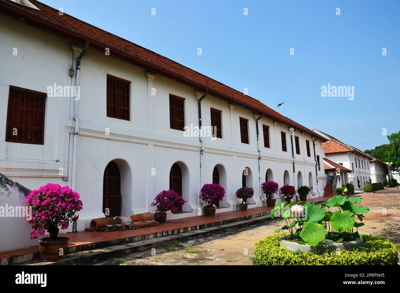 Ancient ruins buildings and antique architecture Phiman Mongkut Pavilion of King Narai Ratchaniwet Palace for thai people foreign travelers visit expl Stock Photo