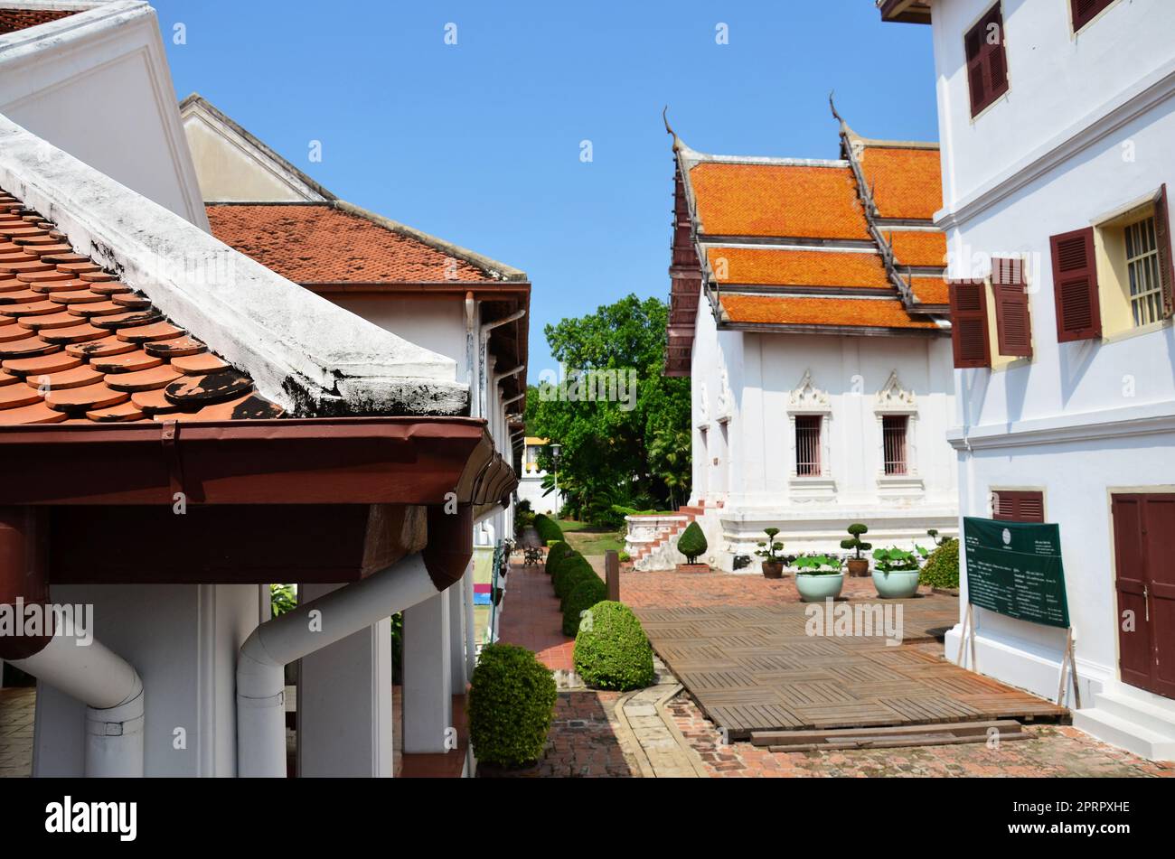 Ancient ruins buildings and antique architecture Phiman Mongkut Pavilion of King Narai Ratchaniwet Palace for thai people foreign travelers visit expl Stock Photo