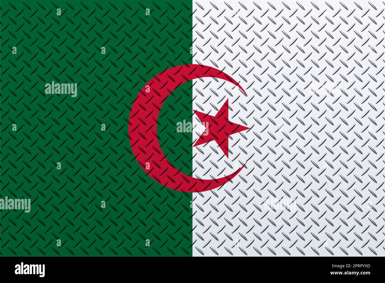 3D Flag of Algeria on a metal Stock Photo