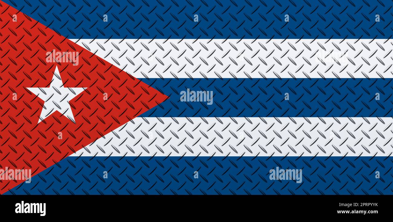 3D Flag of Cuba on a metal Stock Photo