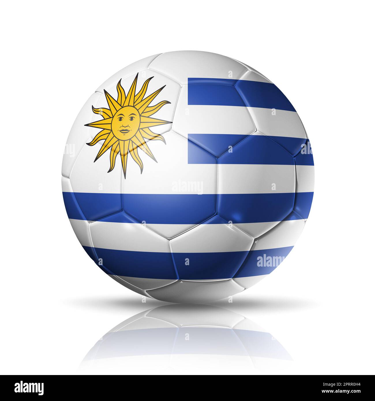 3D soccer ball with Uruguay team flag, football 2022. isolated on white