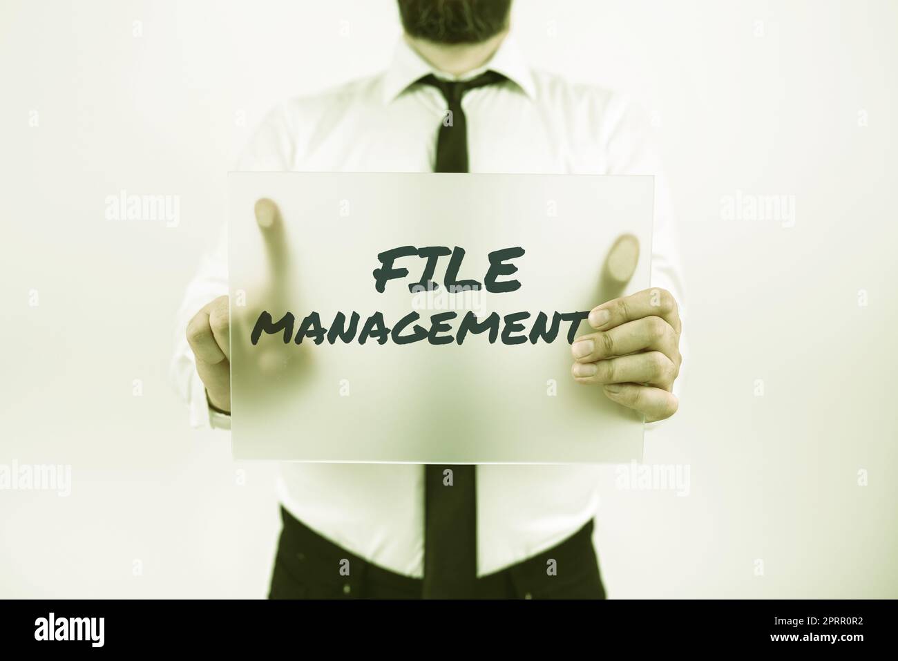 Hand writing sign File Managementcomputer program that provides user interface to manage data. Conceptual photo computer program that provides user interface to manage data Stock Photo