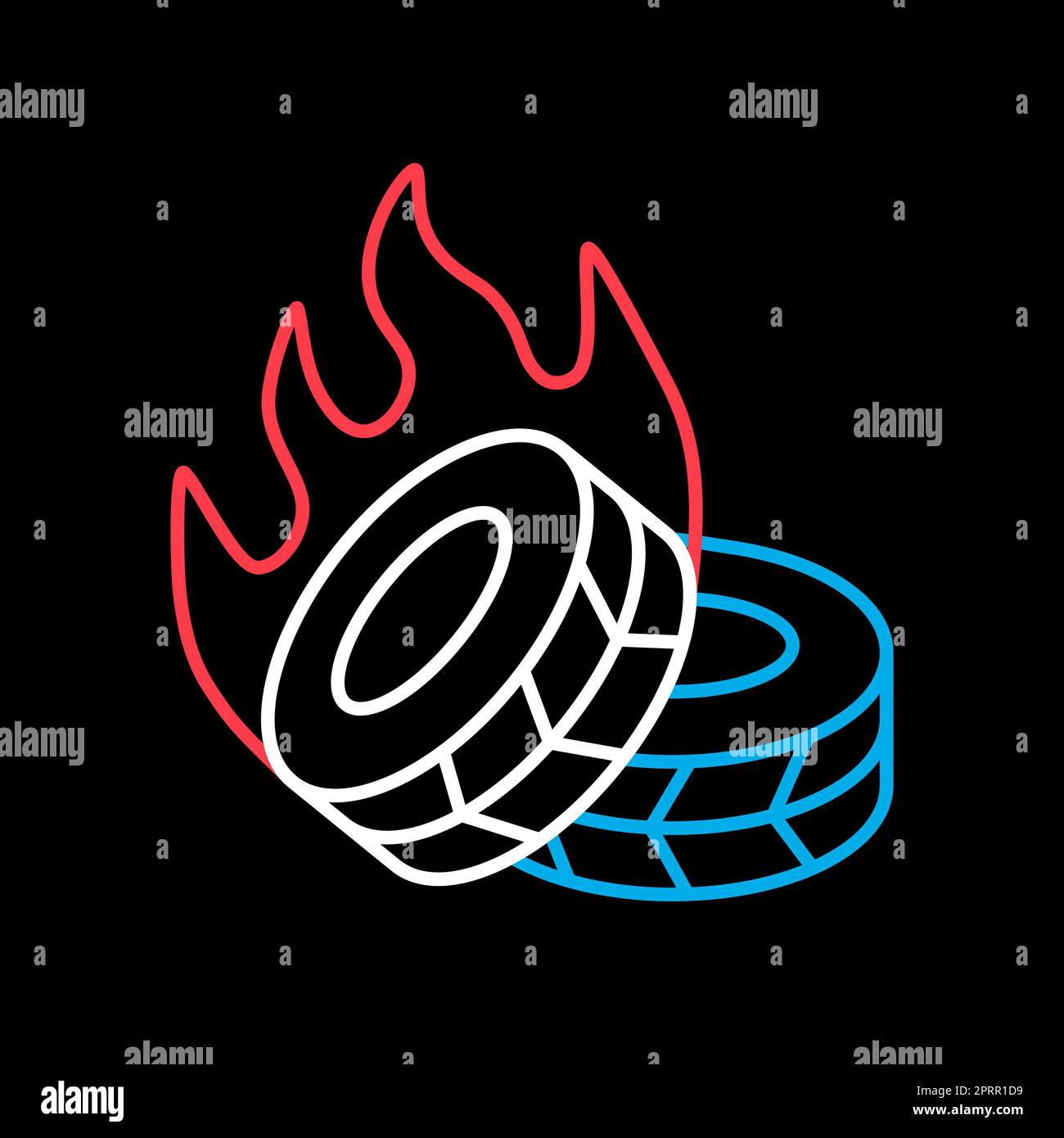 Two lying burning tires revolutionary barricade vector isolated on