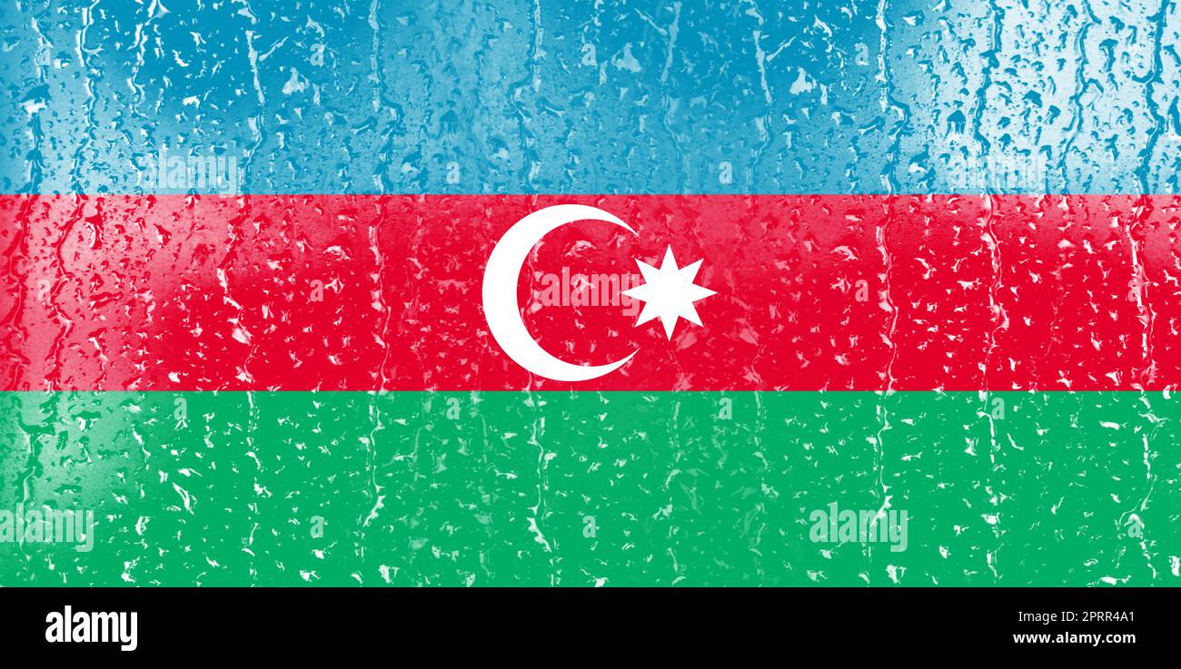 3D Flag of Azerbaijan on a glass with water drop background Stock Photo ...
