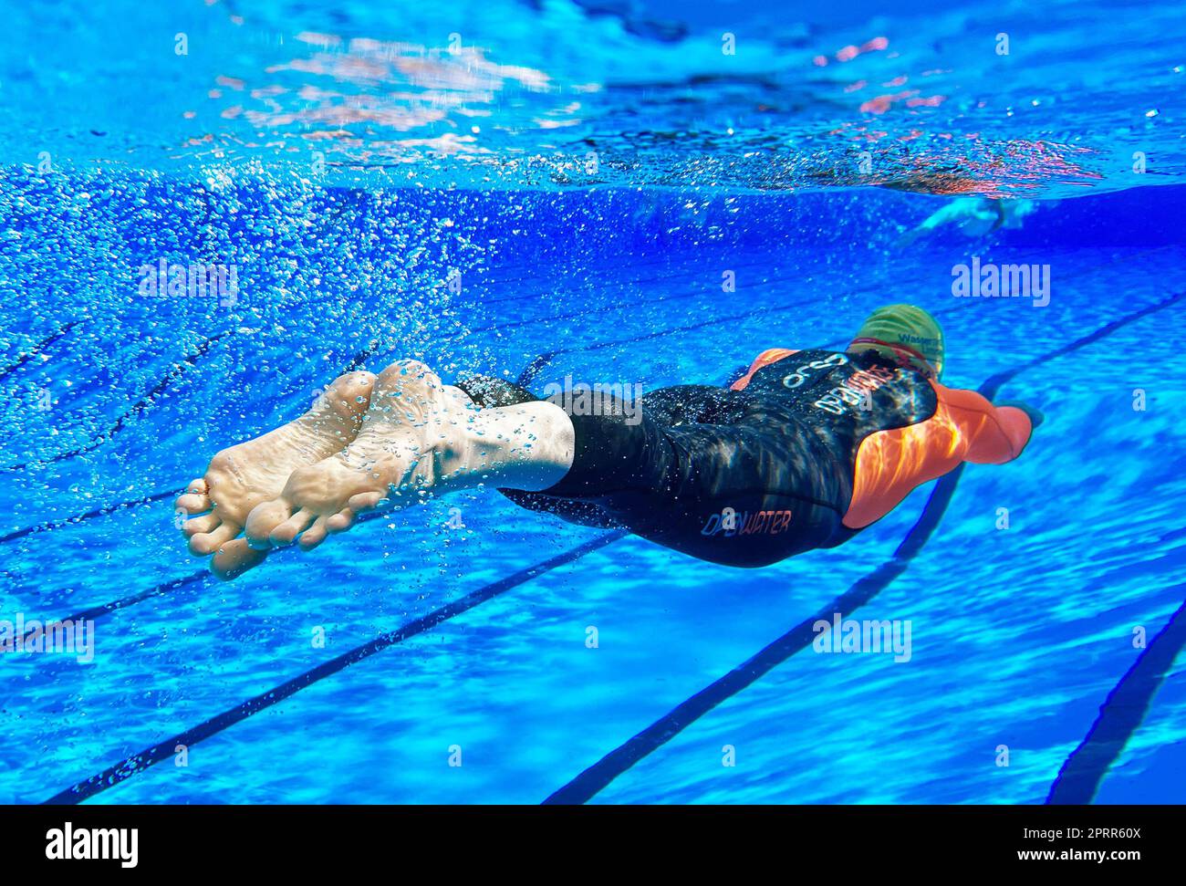 Hanover, Germany. 27th Apr, 2023. Triathlete Christian swims in a