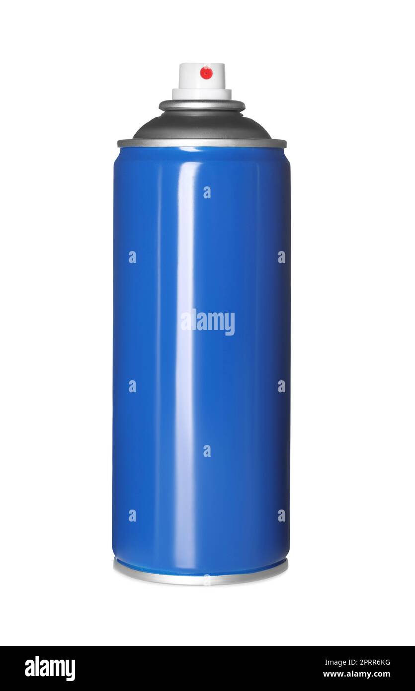 Blue can of spray paint isolated on white Stock Photo Alamy