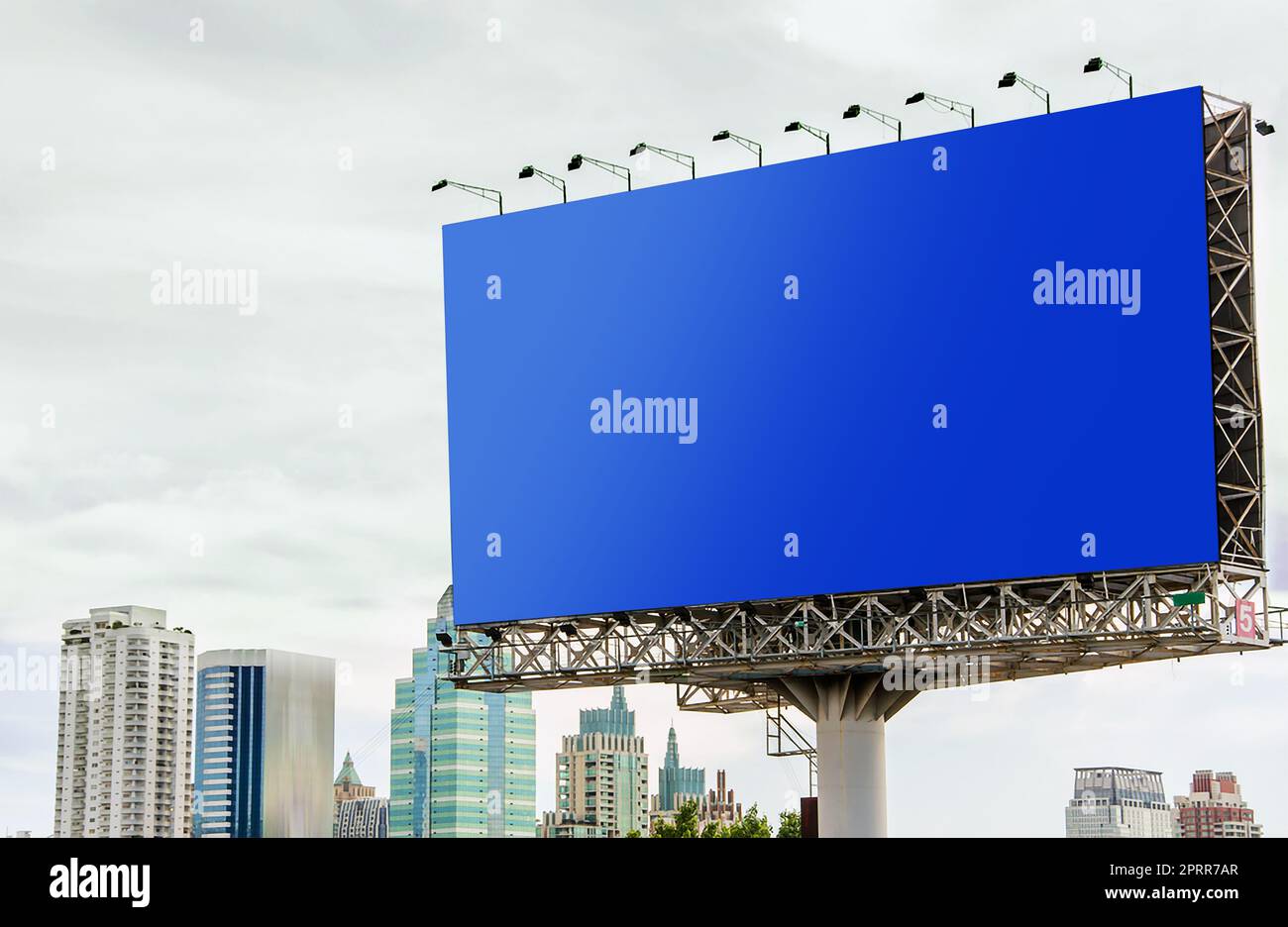 Advertising Outdoor Blank Billboard in the City Stock Photo