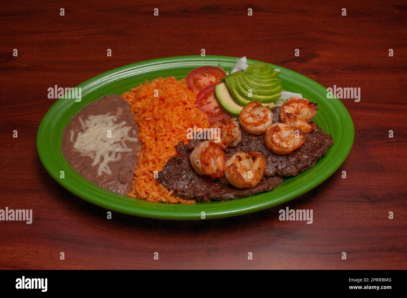 Mexican dish known best as carne asada con camarones Stock Photo - Alamy
