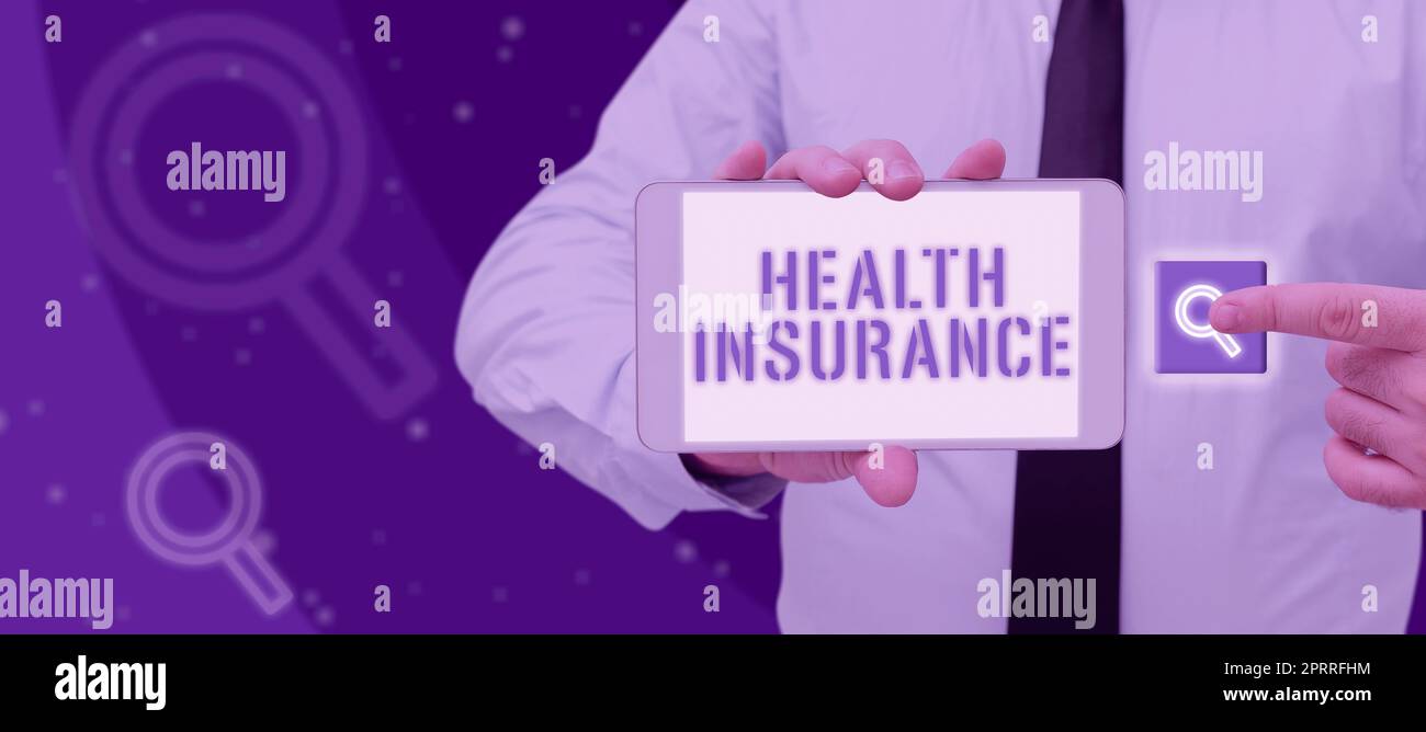 Text showing inspiration Health Insurancecoverage that pays for medical and surgical expenses. Word for coveragethat pays for medicaland surgical expenses Stock Photo