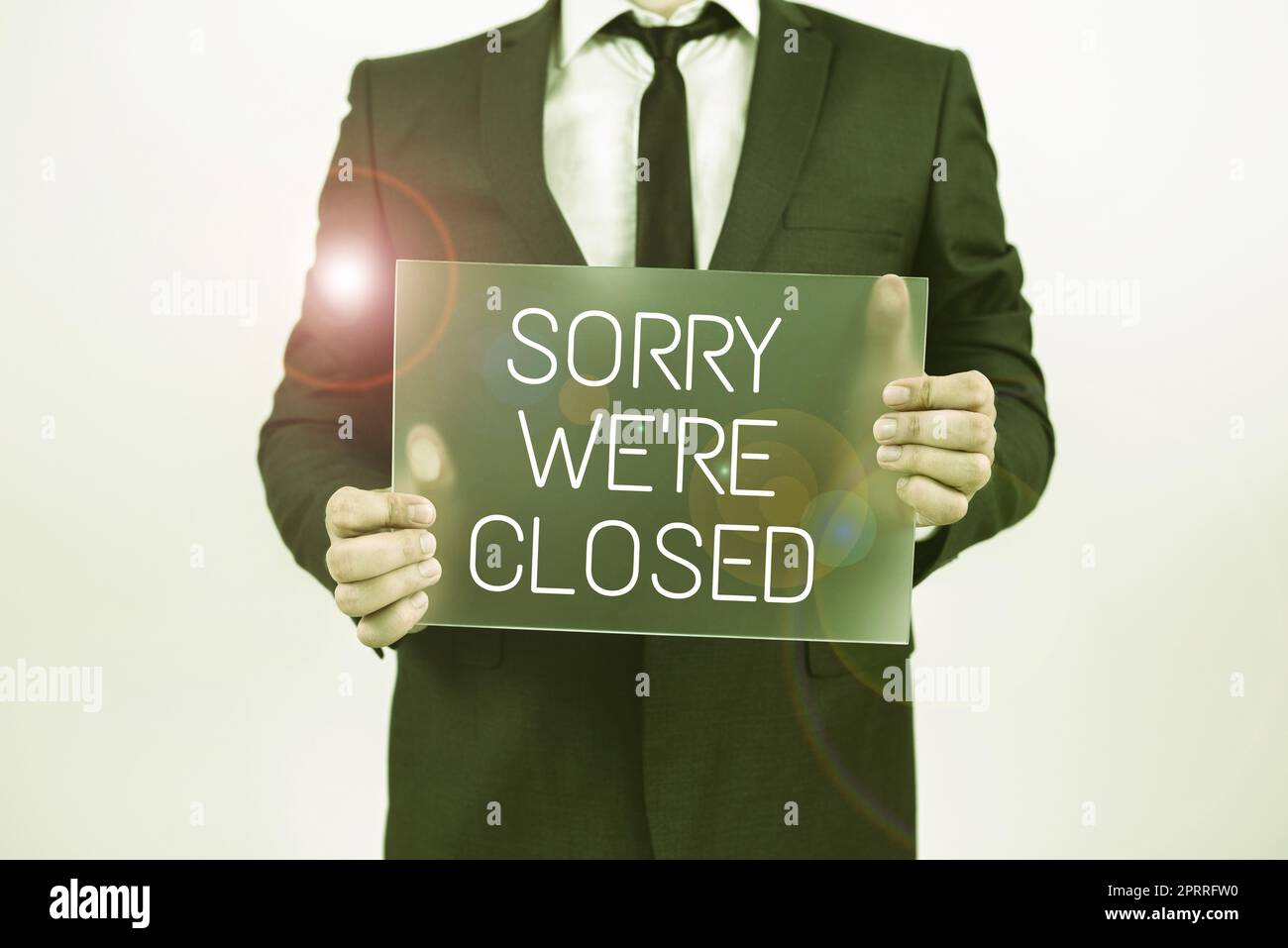 Inspiration showing sign Sorry We re are ClosedExpression of Regret Disappointment Not Open Sign. Business idea Expression of Regret Disappointment Not Open Sign Stock Photo