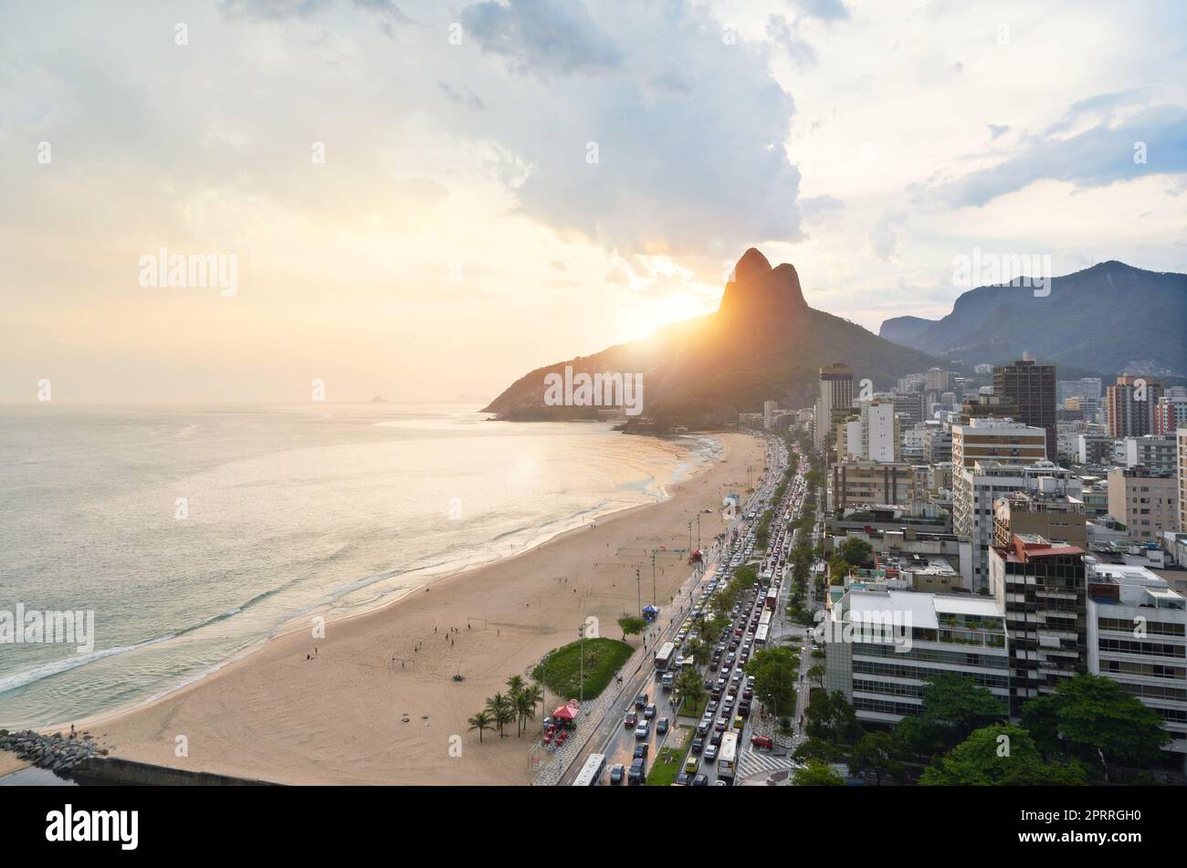 Take a vacation in paradise. An aerial view of the beaches in Rio de Janeiro, Brazil. Stock Photo