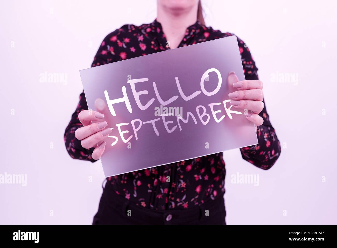 Sign displaying Hello SeptemberEagerly wanting a warm welcome to the month of September. Business idea Eagerly wanting a warm welcome to the month of September Stock Photo