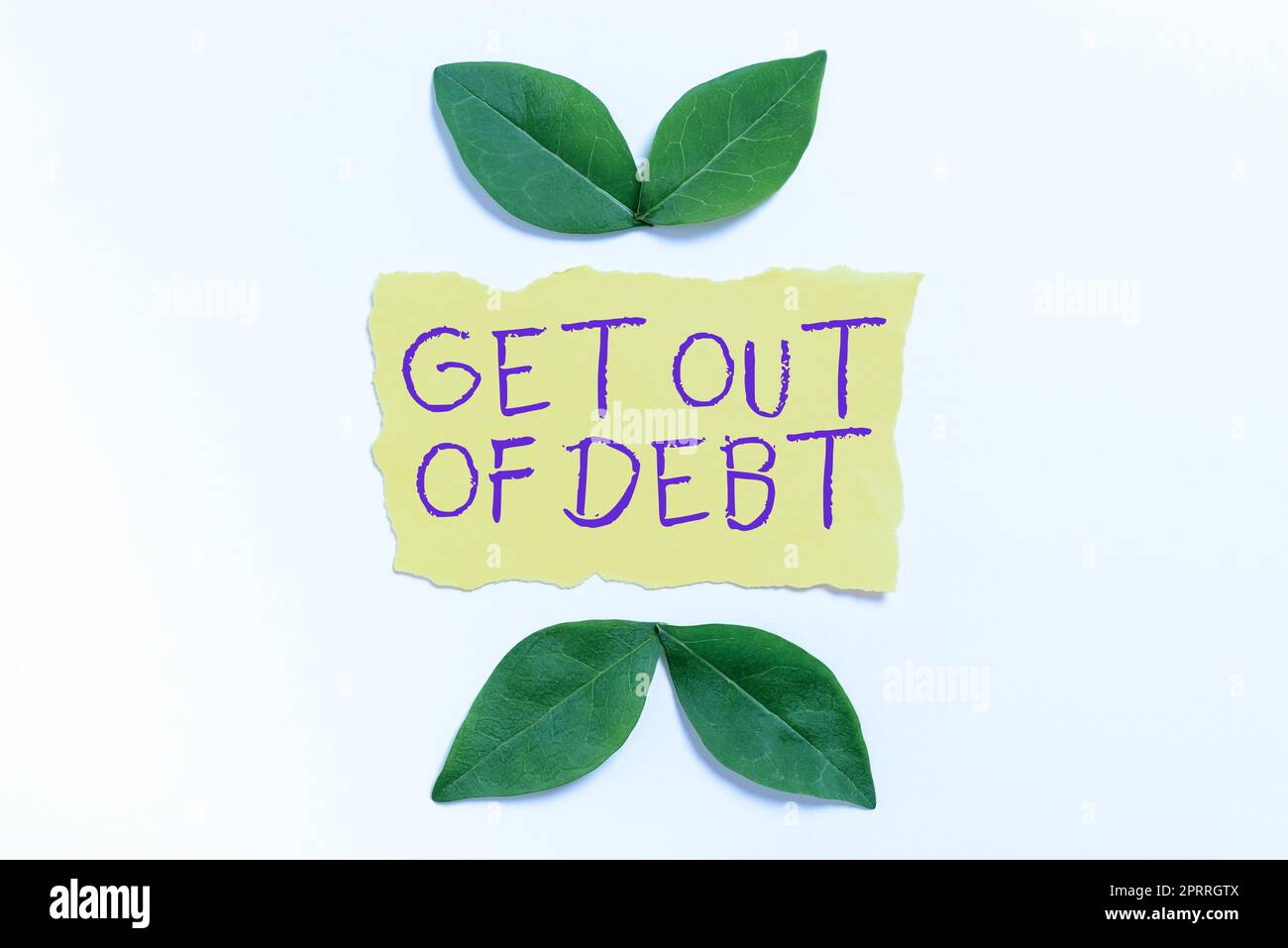 Text caption presenting Get Out Of DebtNo prospect of being paid any more and free from debt. Business concept No prospect of being paid any more and free from debt Stock Photo