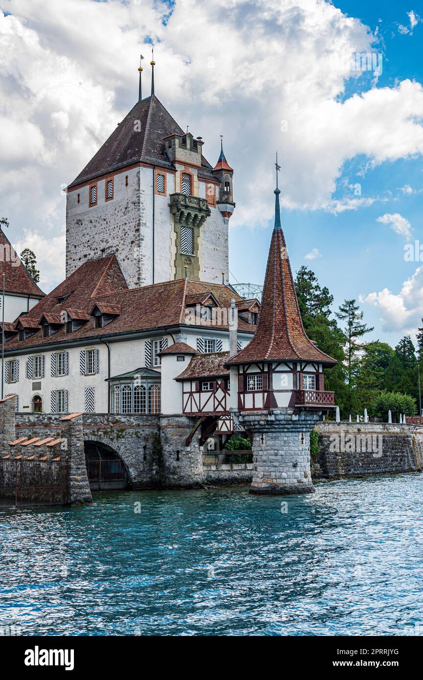 Oberhofen Castle on Thunersee Stock Photo