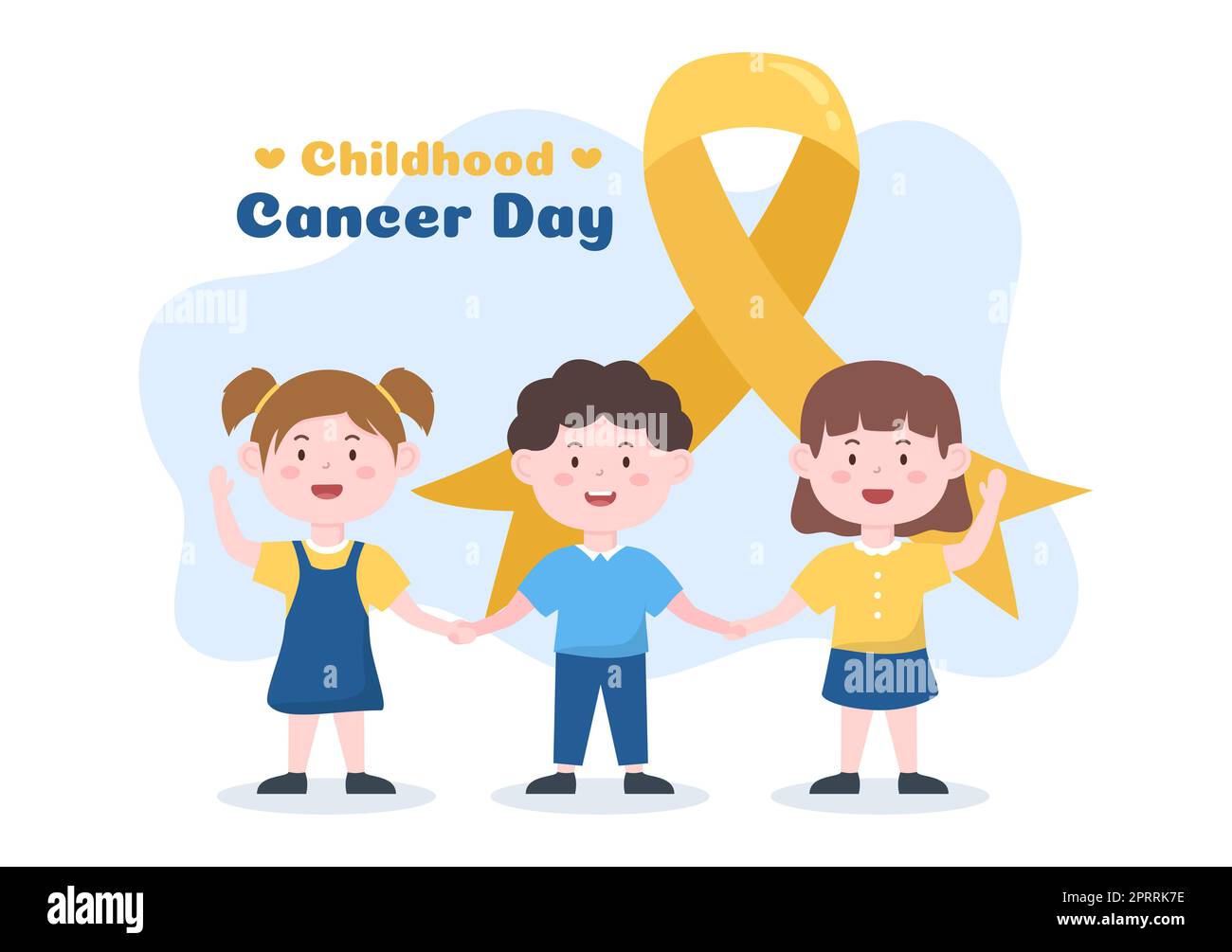 International Childhood Cancer Day Hand Drawn Cartoon Illustration on February 15 for Raising Funds, Promoting the Prevention and Express Support Stock Photo