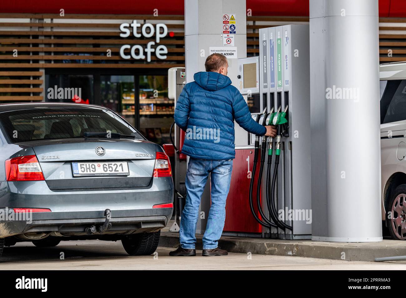 Trebechovice Pod Orebem, Czech Republic. 27th Apr, 2023. Benzina gas station in Trebechovice pod Orebem, Czech Republic, April 27, 2023. Fuel in the Czech Republic has become cheaper by tens of pennies over the past week. Credit: David Tanecek/CTK Photo/Alamy Live News Stock Photo