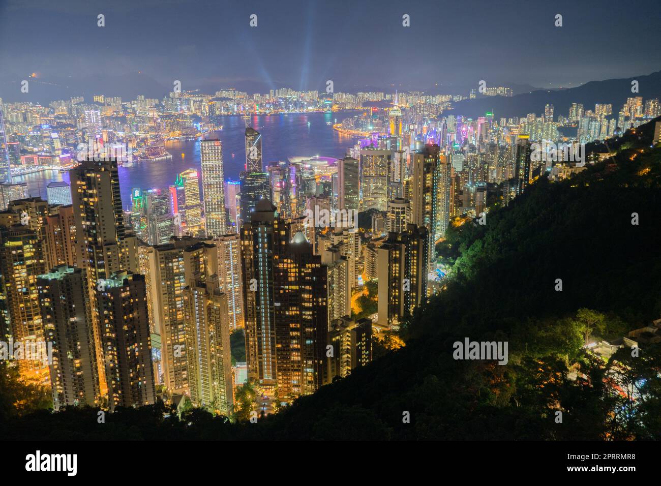 Hong Kong night view seen from Victoria Peak Stock Photo - Alamy