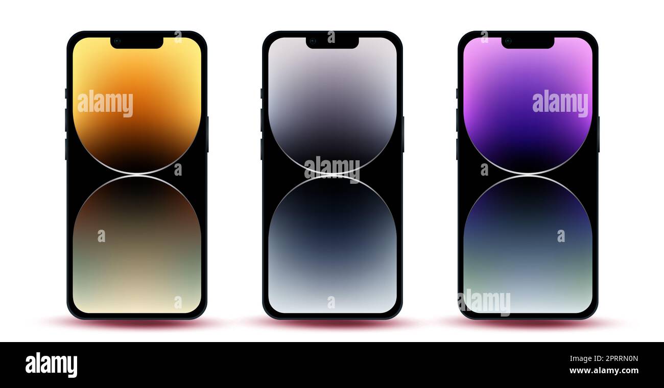 Set 3 pcs modern smartphone 14, official backgrounds for advertising