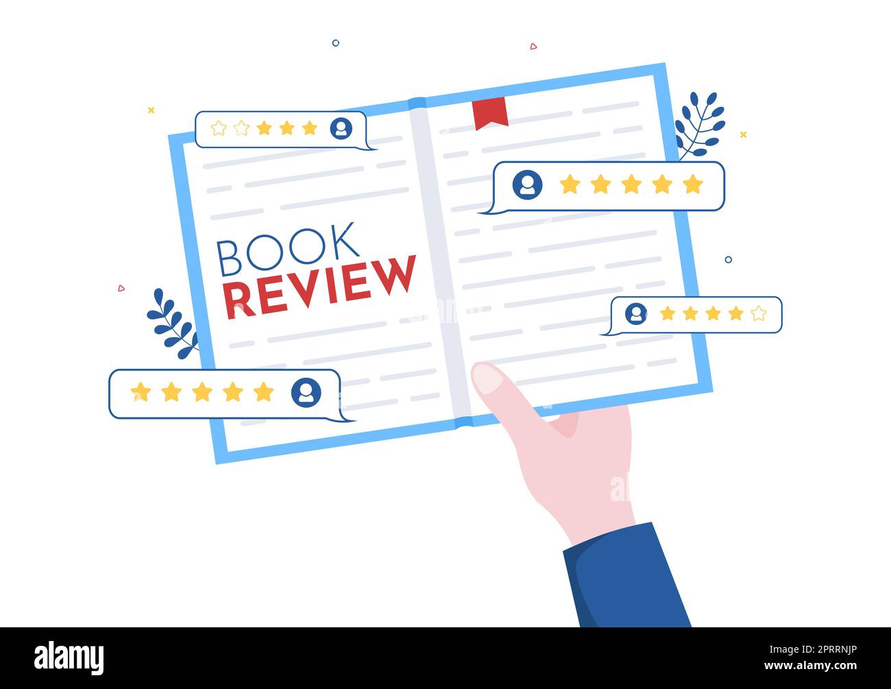 Book Review Template Hand Drawn Cartoon Flat Illustration with Reader