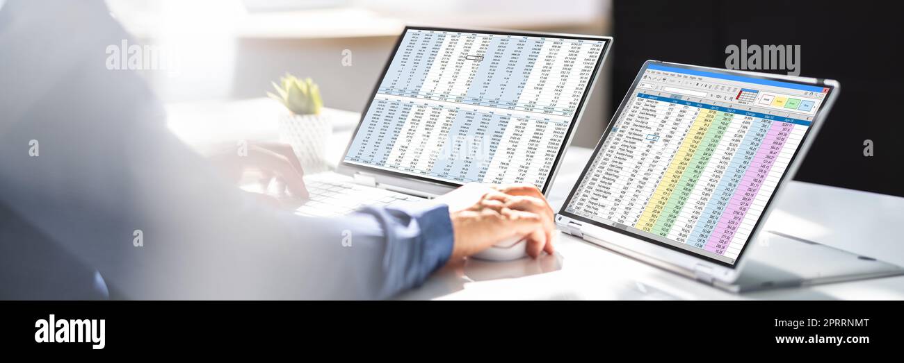 Analyst Working With Spreadsheet Business Data Stock Photo