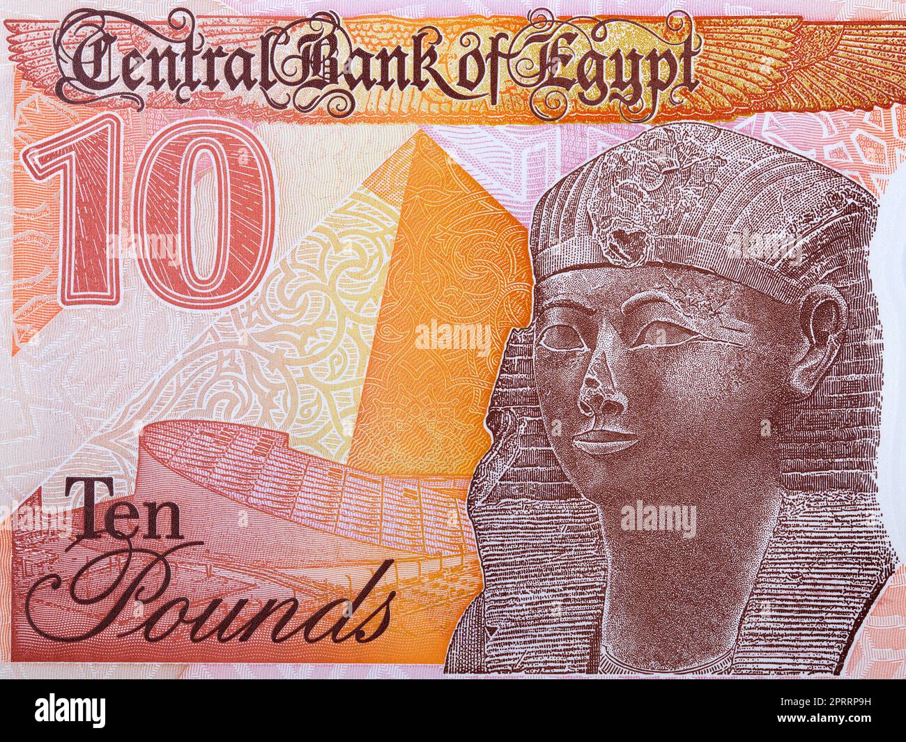 Statue of Hatshepsut from new Egyptian money Ten Pounds Stock Photo