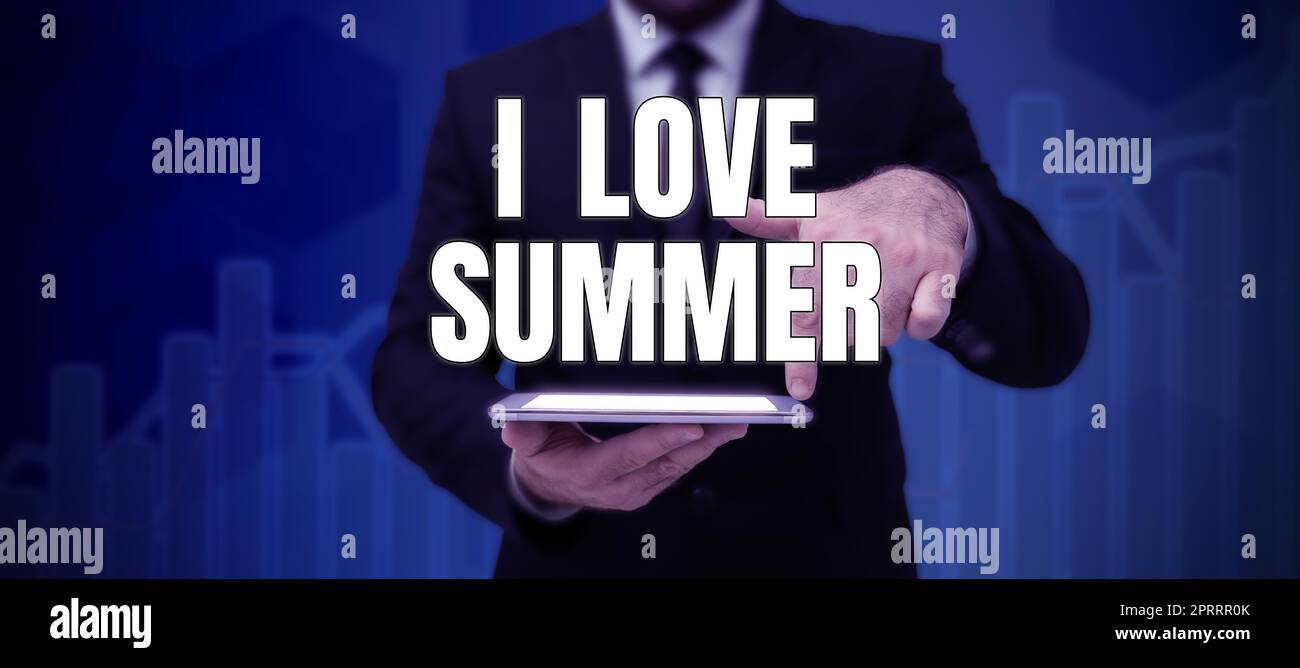 Handwriting text I Love Summer. Word for Affection for sunny hot season of the year Vacations Stock Photo
