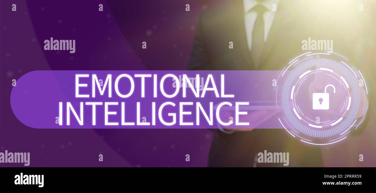 Hand writing sign Emotional Intelligence. Business idea Self and Social Awareness Handle