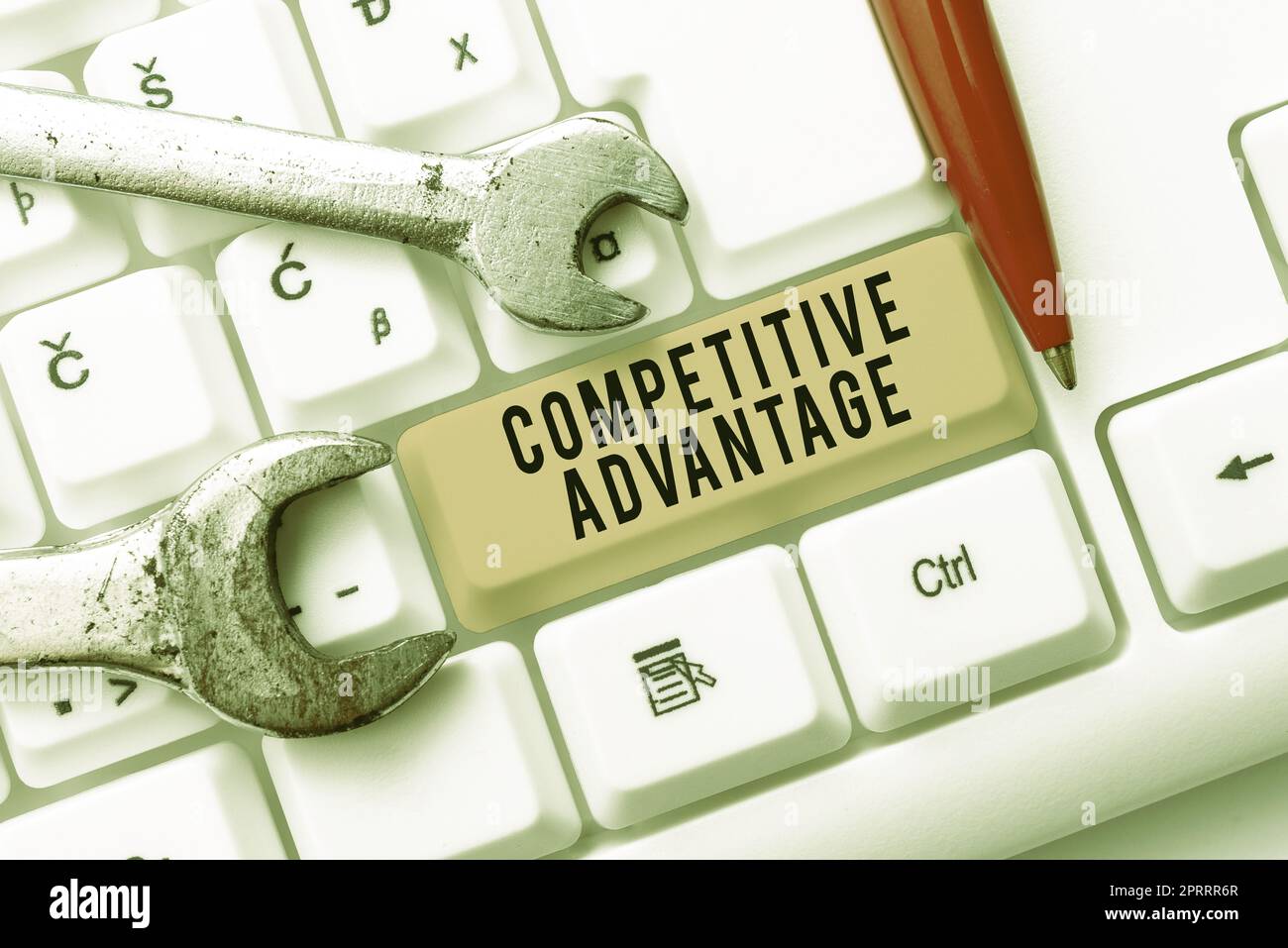 Sign displaying Competitive Advantage. Business overview Company Edge over another Favorable Business Position Stock Photo