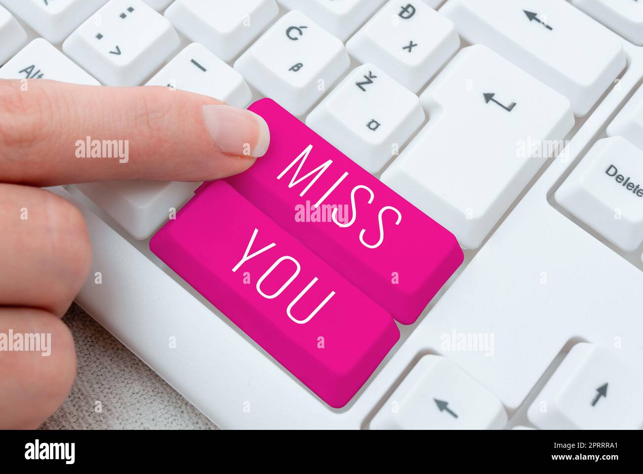 Text sign showing Miss You. Conceptual photo Longing for an important person in your life for a period of time Stock Photo