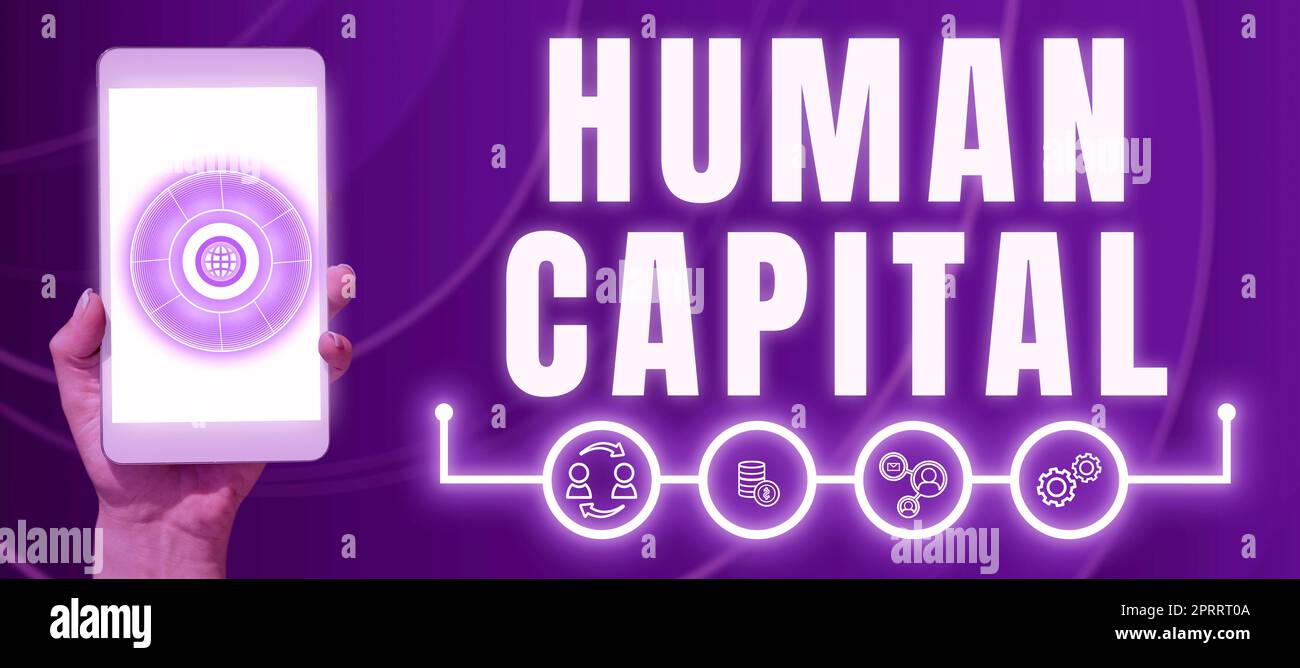 Text sign showing Human Capital. Internet Concept Intangible Collective Resources Competence Capital Education Stock Photo