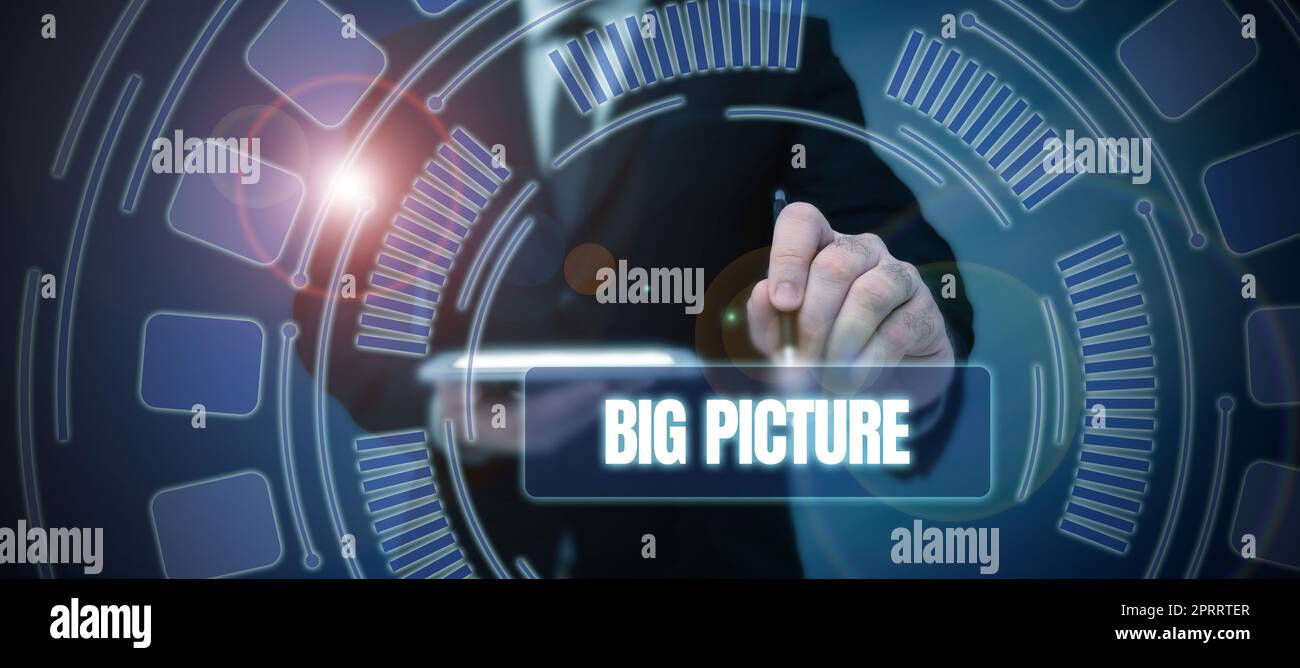 Writing displaying text Big Picture. Word for most important facts about certain situation and its effects Stock Photo