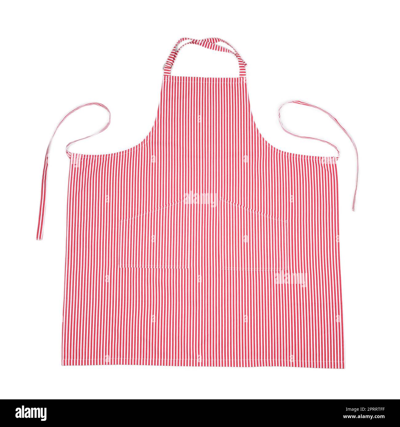 Red striped kitchen apron isolated on white Stock Photo Alamy