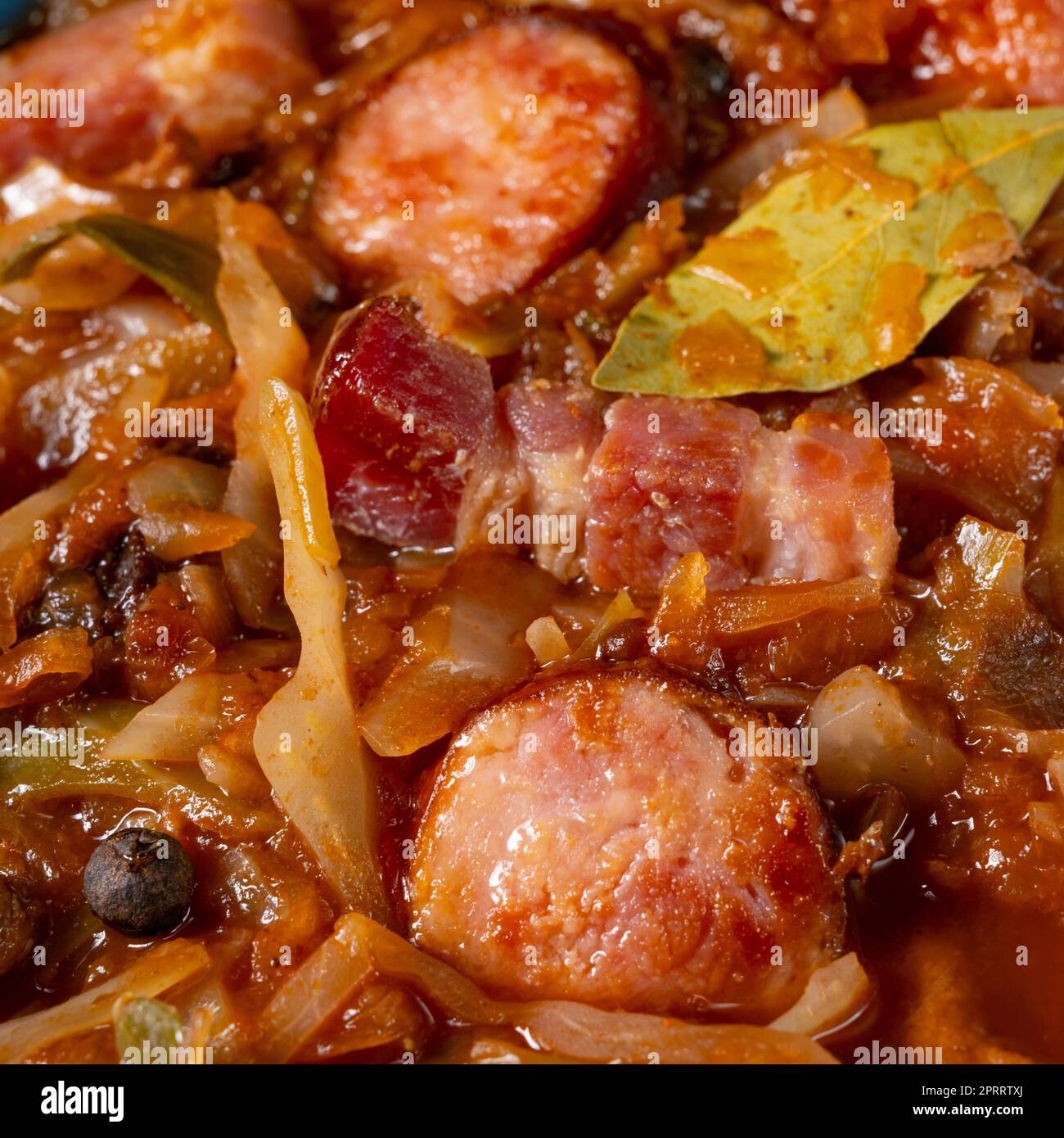 Polish bigos with sausage and mushrooms Stock Photo Alamy