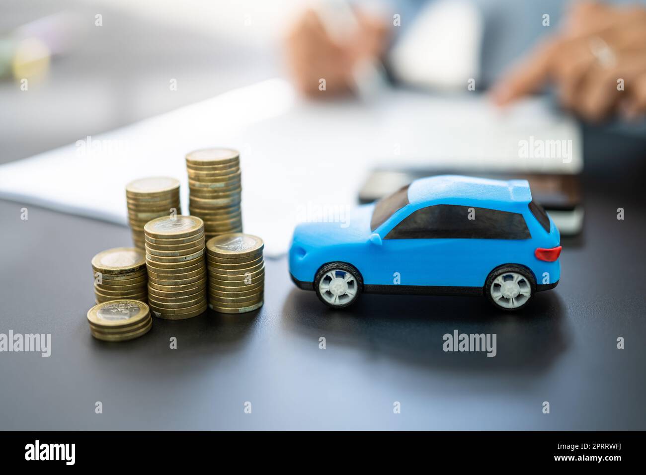 Blue Toy Car In Front Stock Photo Alamy