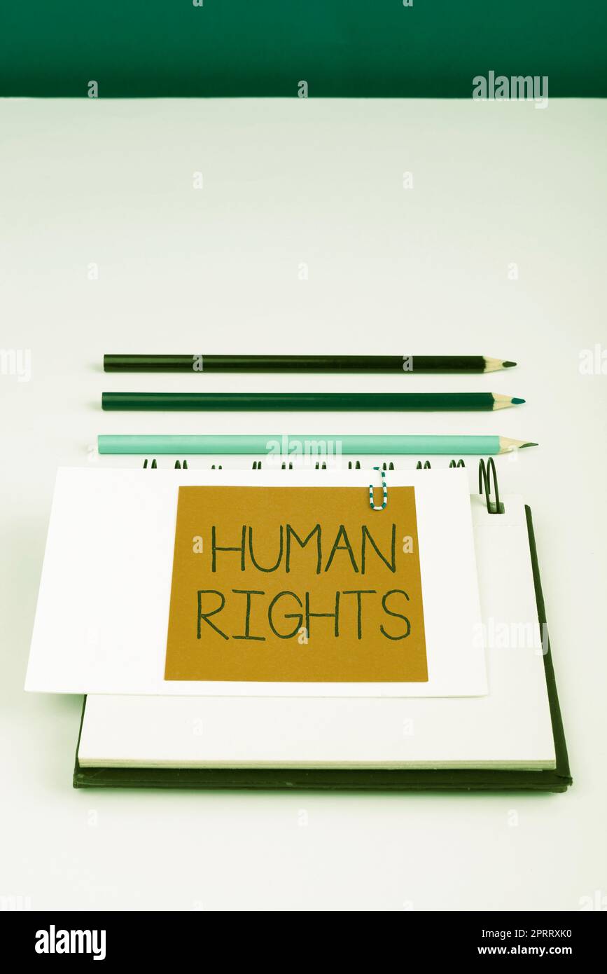 Hand writing sign Human Rights, Business approach Moral Principles ...
