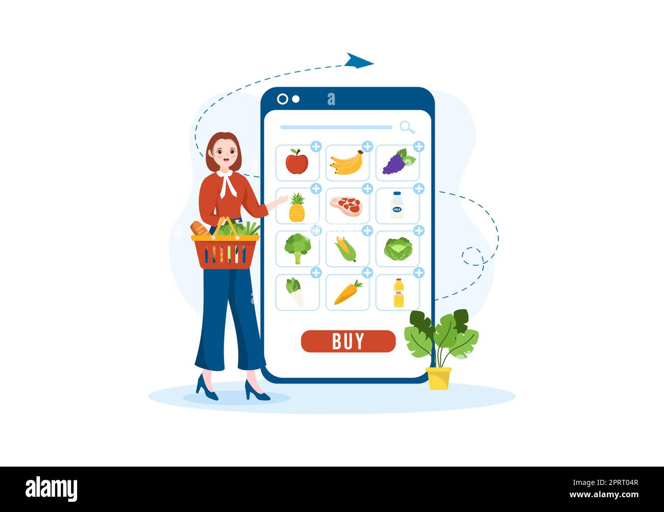 Online Grocery Store or Supermarket to Order Daily Necessities or Food