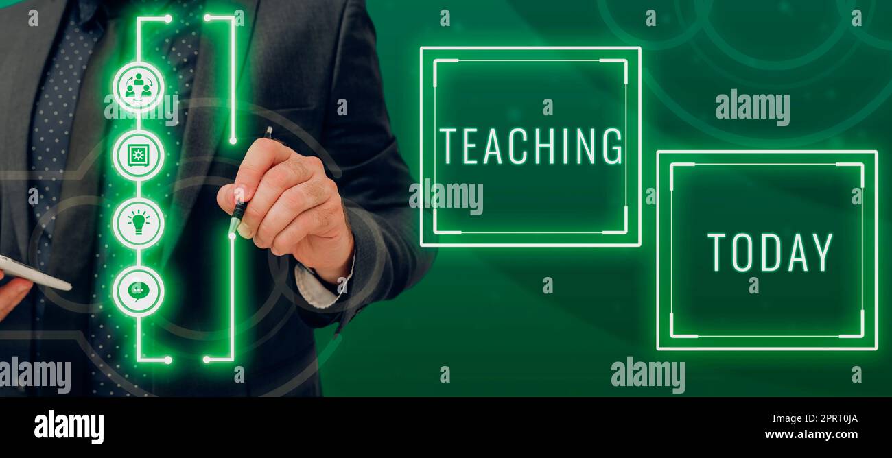Text sign showing Teaching. Business concept Act of giving information ...