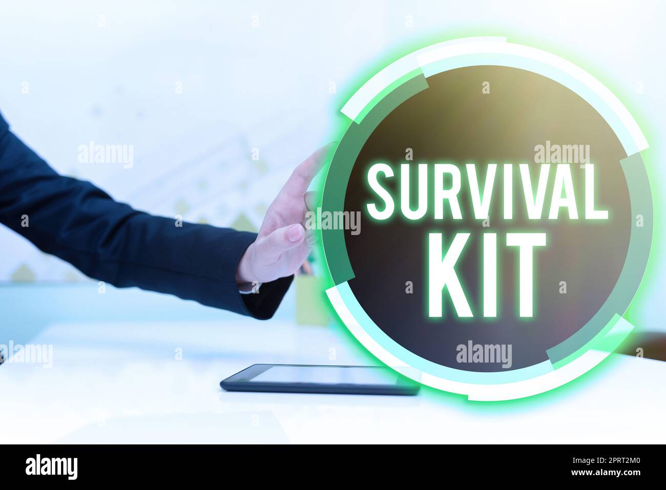 Conceptual display Survival Kit, Concept meaning Emergency Equipment