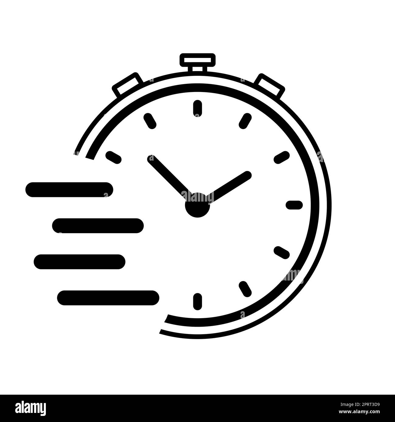 Fast flying time, round clock icon, white transparent clock face arrow icon round icon - Vector illustration Stock Photo