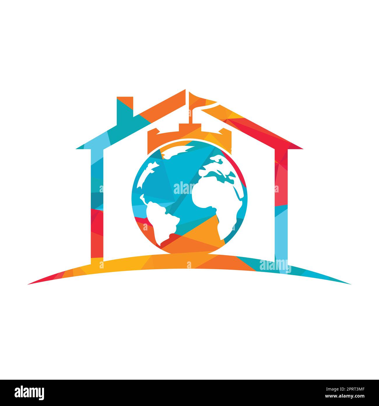 Castle globe vector logo design. Unique fortress and globe logotype ...