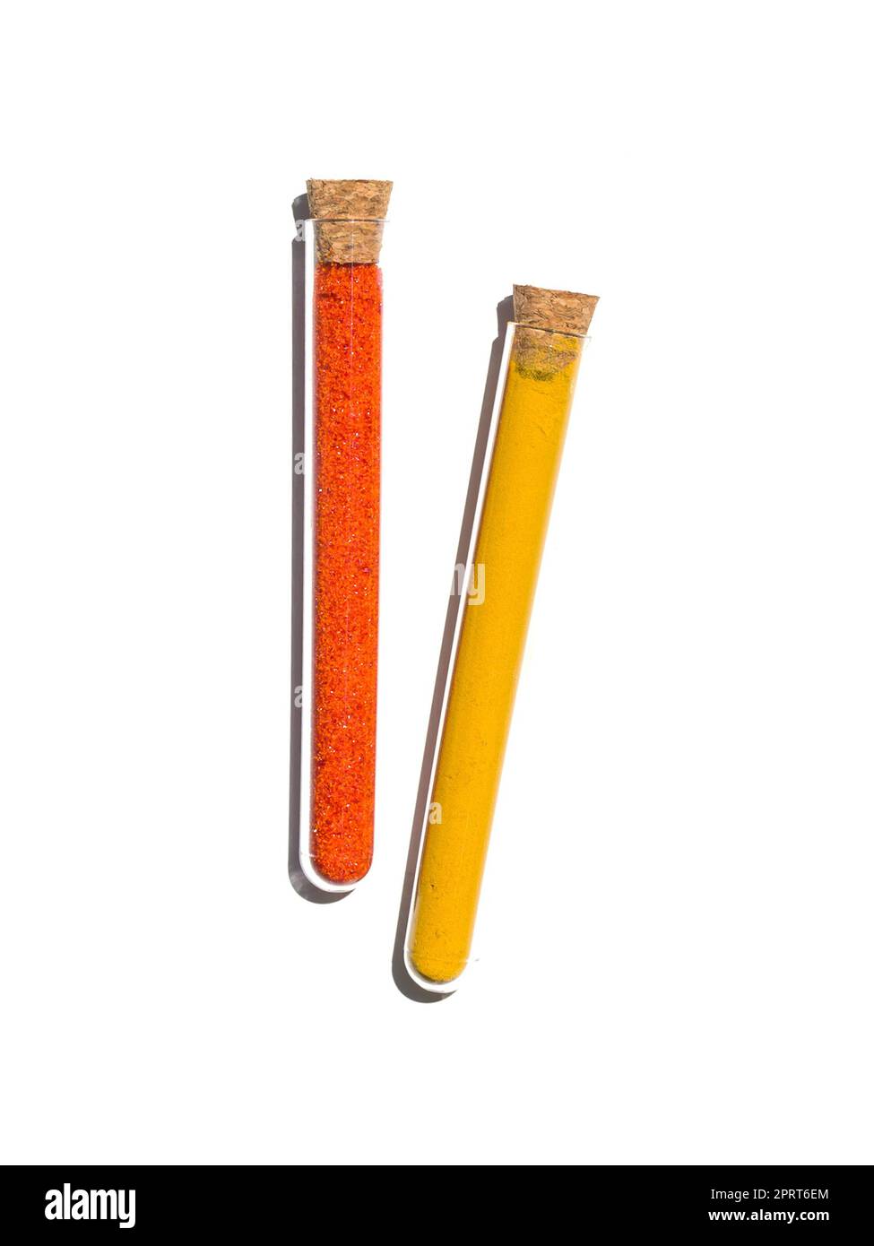 Potassium Ferricyanide and Organic Curcuma Powder in test tube with