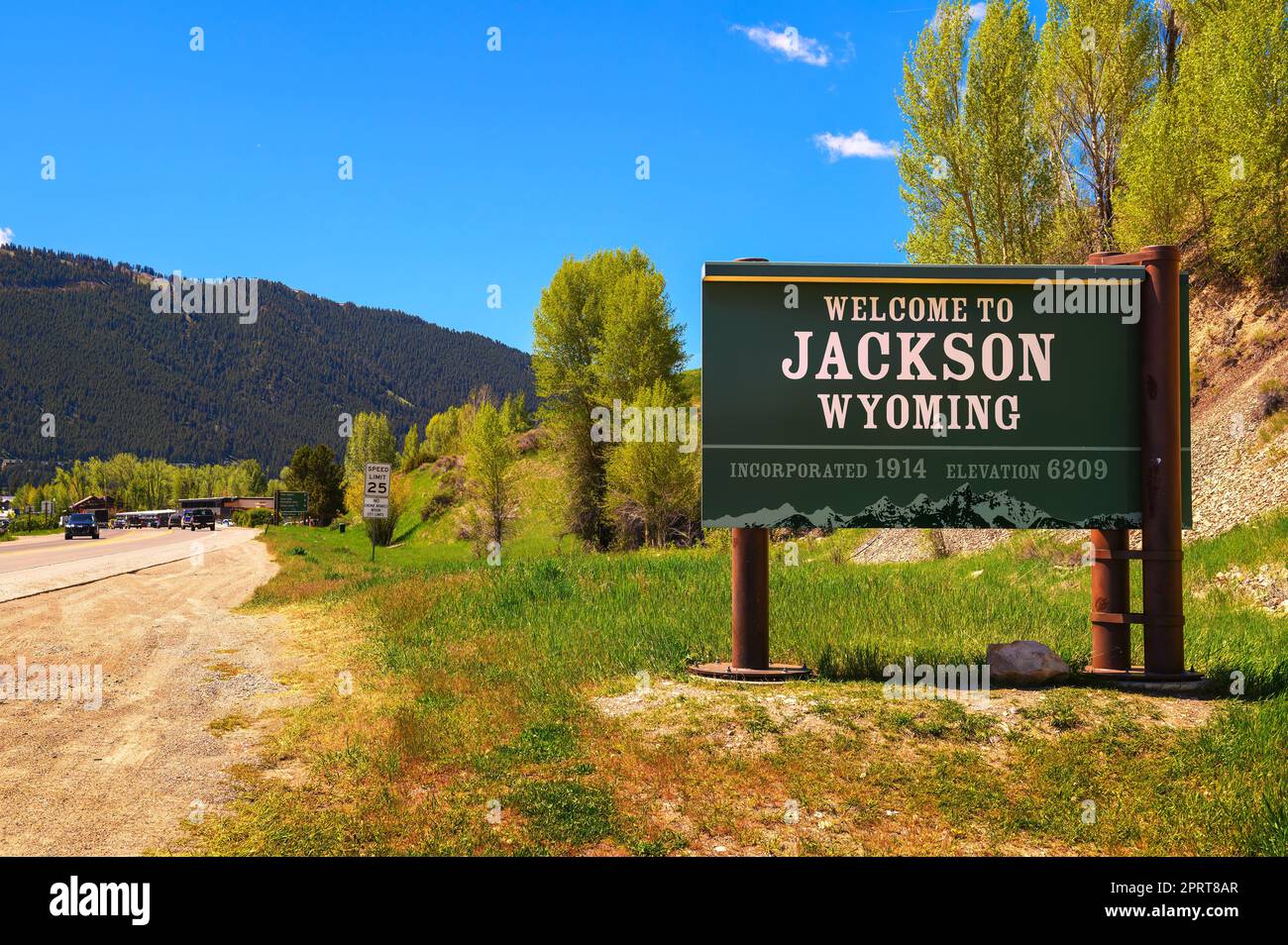 to Jackson Wyoming road sign Stock Photo Alamy