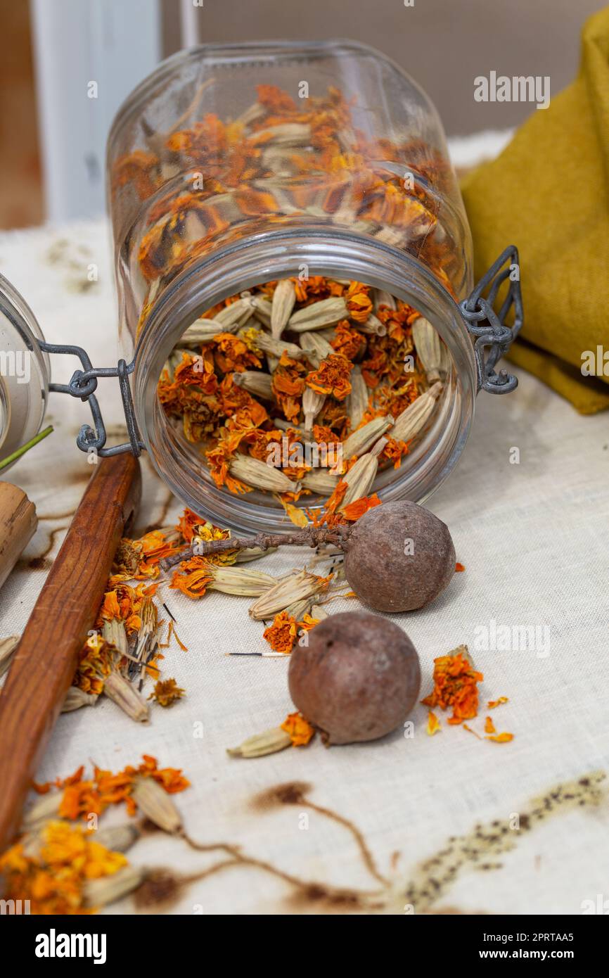 dehydrated edible flowers for relaxing infusions Stock Photo Alamy